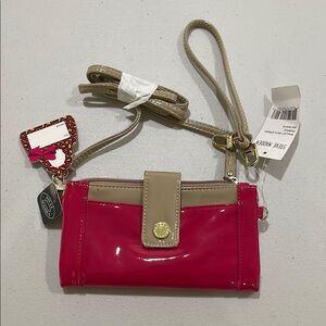 Steve Madden Red and Tan Clutch Wristlet